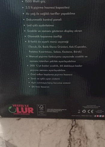 Vestel LightFry 15X 3,5L Hava Fritözü - Görsel 3