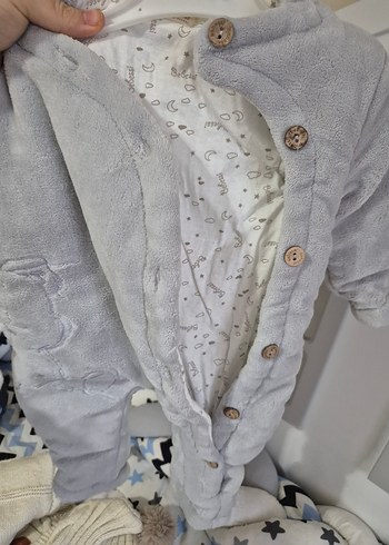 Gri Bebek Erkek Düğmeli Tulumu - Görsel 4