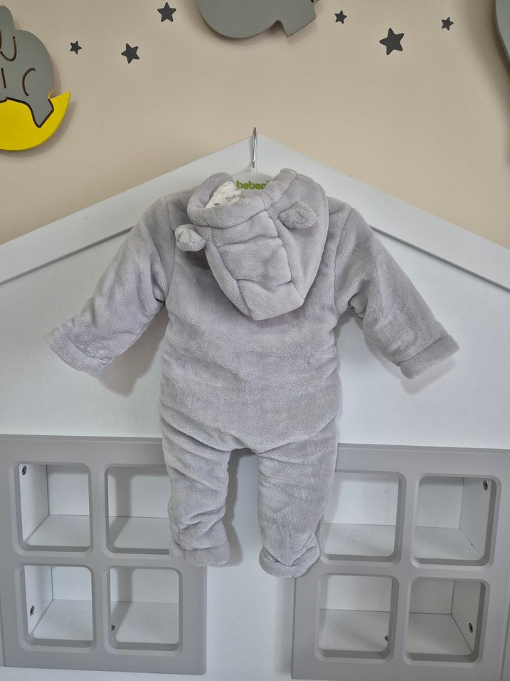 Gri Bebek Erkek Düğmeli Tulumu - Görsel 2