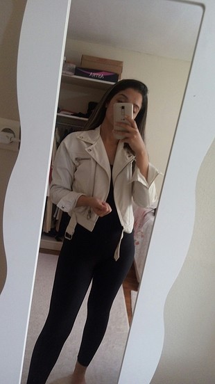 beyaz deri ceket