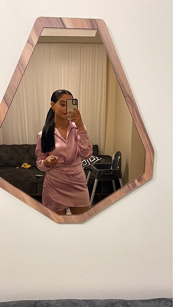xs Beden pembe Renk Zara saten elbise