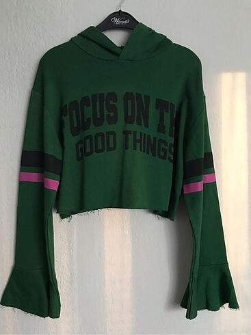 Zara Zara Kısa Kapüşonlu Sweatshirt