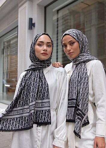 TÜKENDİ ! Dior desen çift taraflı kaşmir şal - GRİ 