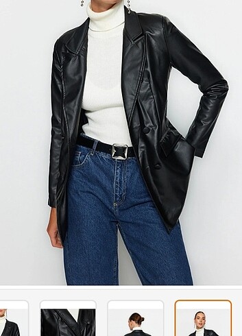 Trendyol suni deri blazer