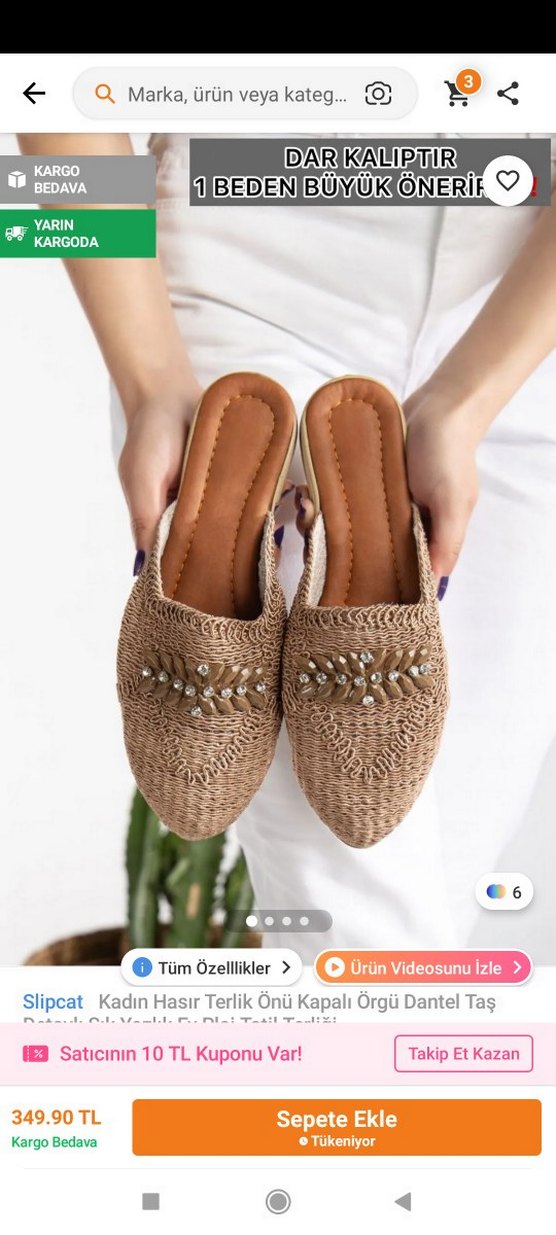 Boncuk İşlemeli Beyaz Örgü Kadın Terlik - Görsel 2