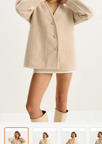 düğmeli kaşe hırka - Görsel 2