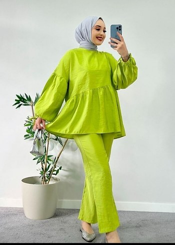 Yeşil Uzun Kollu Salaş Tunik