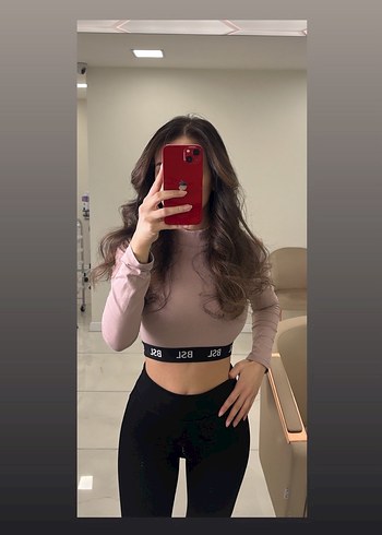 Pembe Uzun Kollu Crop Top BSL