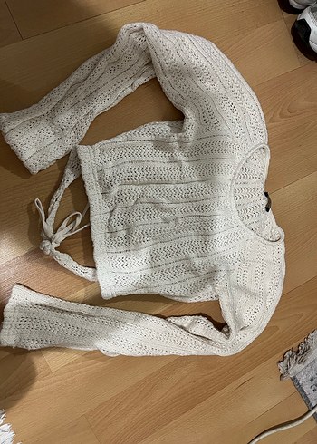 36 Beden ten rengi Renk Beyaz Örgü Crop Kazak