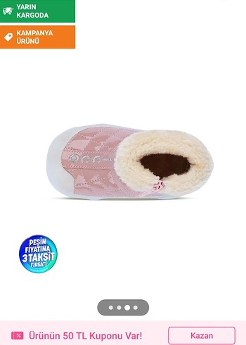 Pembe Kürklü Kız Çizmesi Vicco İlk adım ayakkabısı bot - Görsel 3