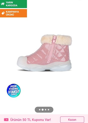 Pembe Kürklü Kız Çizmesi Vicco İlk adım ayakkabısı bot - Görsel 2