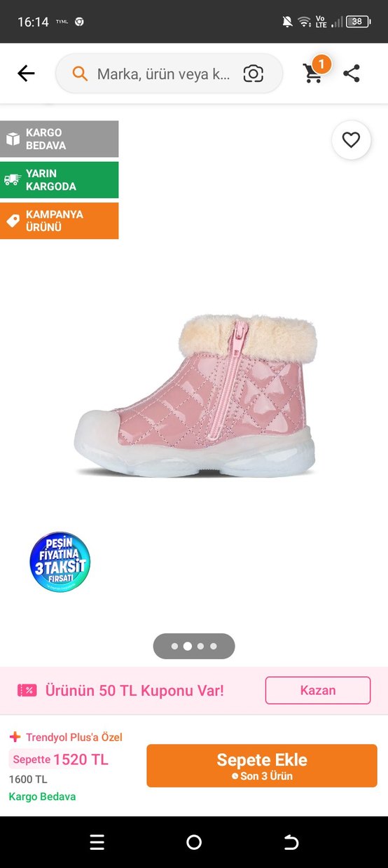 Pembe Kürklü Kız Çizmesi Vicco İlk adım ayakkabısı bot - Görsel 2