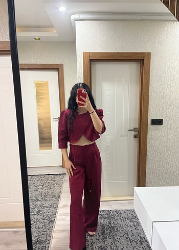 Bordo Kadın Normal Boy Takım - Görsel 2