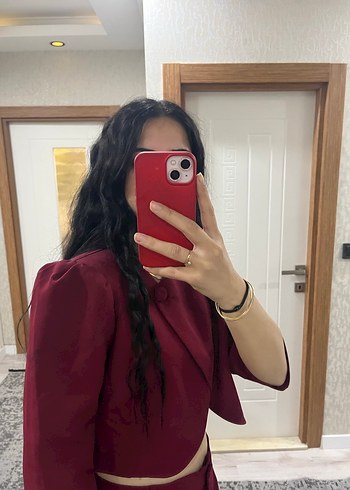 Bordo Kadın Normal Boy Takım - Görsel 3