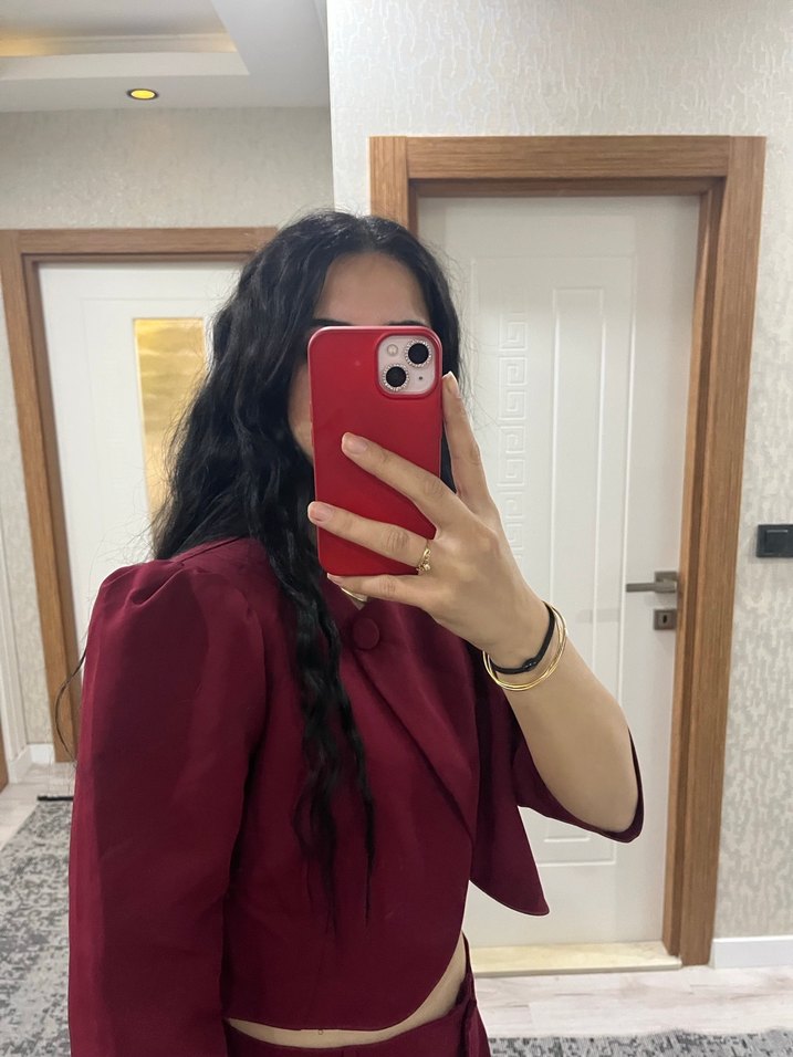 Bordo Kadın Normal Boy Takım - Görsel 3