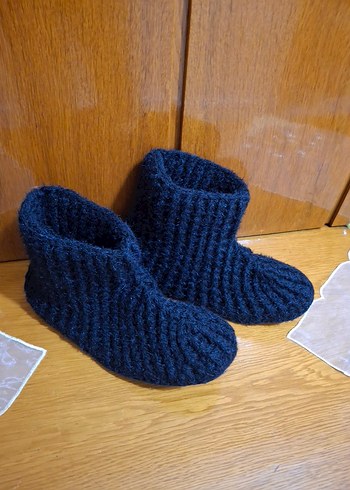 Erkek Örgü Siyah Ev Botu - Görsel 2