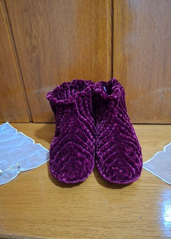 Kadın İçin BordoÖrgü Sıcak Terlik 38  _ 39 no uyumlu - Görsel 2