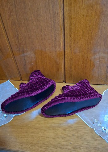 Kadın İçin BordoÖrgü Sıcak Terlik 38  _ 39 no uyumlu - Görsel 8