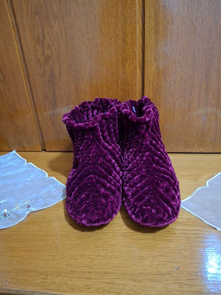 Kadın İçin BordoÖrgü Sıcak Terlik 38  _ 39 no uyumlu - Görsel 2