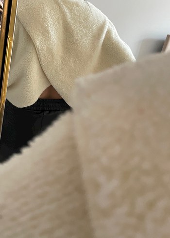 Beyaz Yüksek Yakalı Örgü Kadın Kazak - Görsel 2