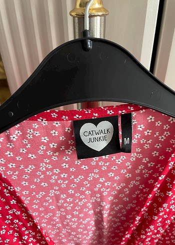 Kırmızı V Yaka Salaş Elbise - Görsel 3