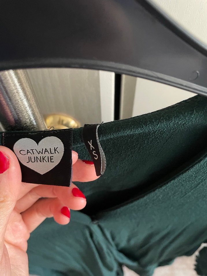 Kadın Yeşil Bohem Midi V Yaka Tulum - Görsel 4