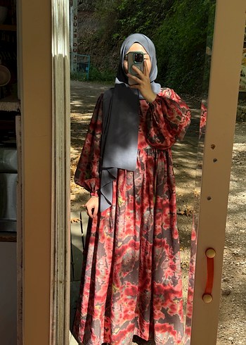 Diğer Bordo Bağlama Desenli Bohem Uzun Elbise