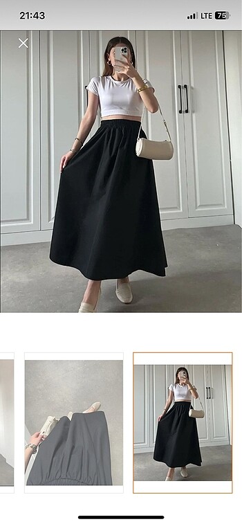 universal Beden İki cepli poplin kumaş beli lastikli 90 cm uzunluğu uzun etek