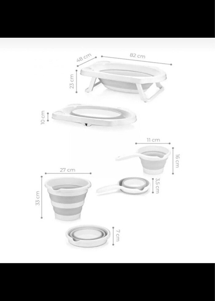 Bebek Küvet Seti / Katlanabilir 5 Parça - Görsel 2