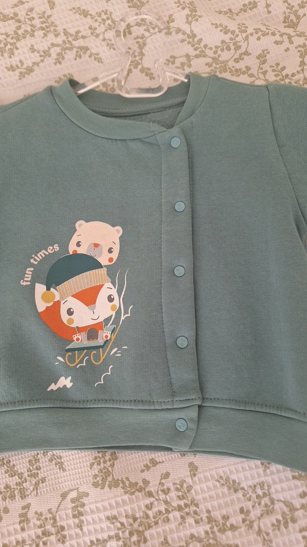 Fisher-Price yeşil Düğmeli Hamile Hırka - Görsel 2