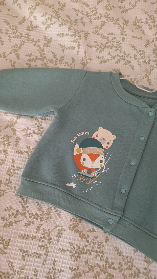 Fisher-Price yeşil Düğmeli Hamile Hırka - Görsel 4