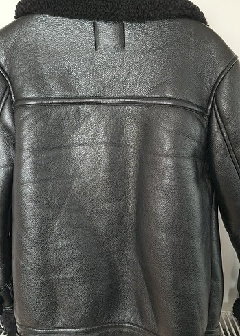 Siyah Kürklü Deri Kadın Biker Ceket - Görsel 5