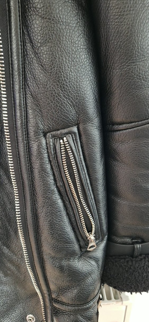 Siyah Kürklü Deri Kadın Biker Ceket - Görsel 2