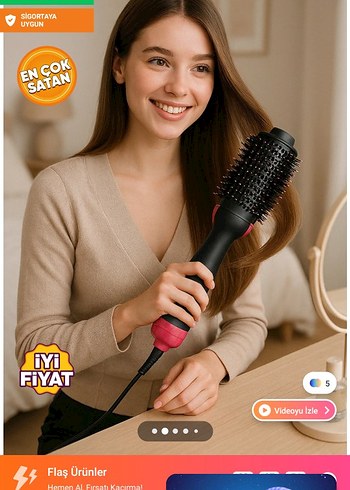 Pembe Saç Şekillendirici Fırça - Görsel 4