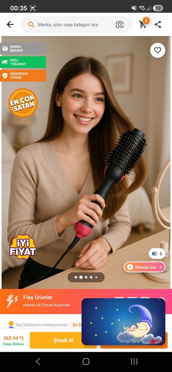 Pembe Saç Şekillendirici Fırça - Görsel 4