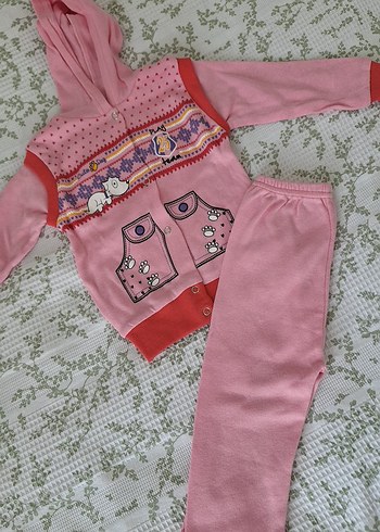 Renkli Nakışlı Pembe Kız Bebek Takımı - Görsel 2