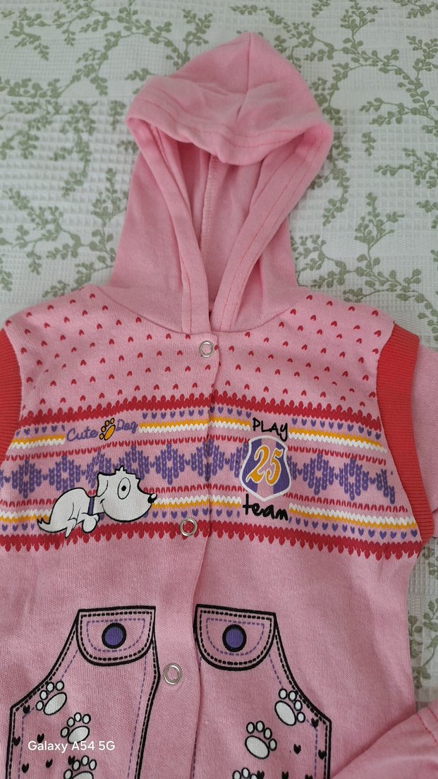 Renkli Nakışlı Pembe Kız Bebek Takımı - Görsel 3