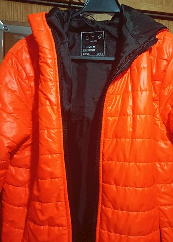 Parlak Turuncu Fermuarlı Kış Ceketi,hem bayan hem erkek için - Görsel 3