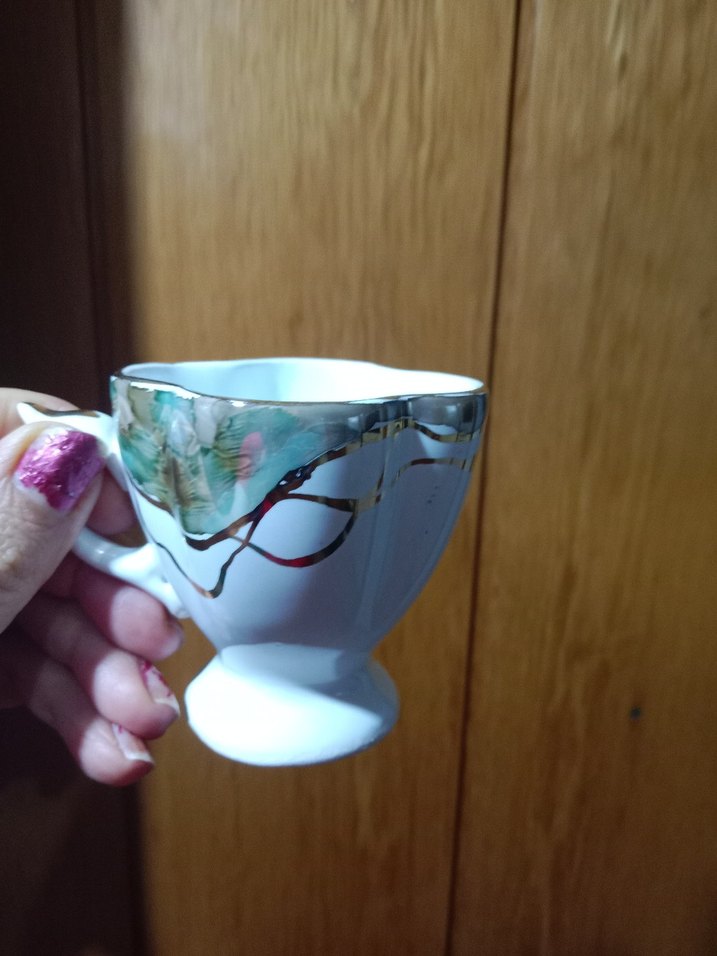 Beyaz ve gri desenli seramik fincan seti, özel tasarım, sıfır - Görsel 4