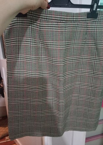 Ekose Desenli Gri Midi Etek - Görsel 3