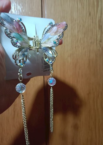 Renkli Kelebek Model Taşlı Toka - Görsel 3