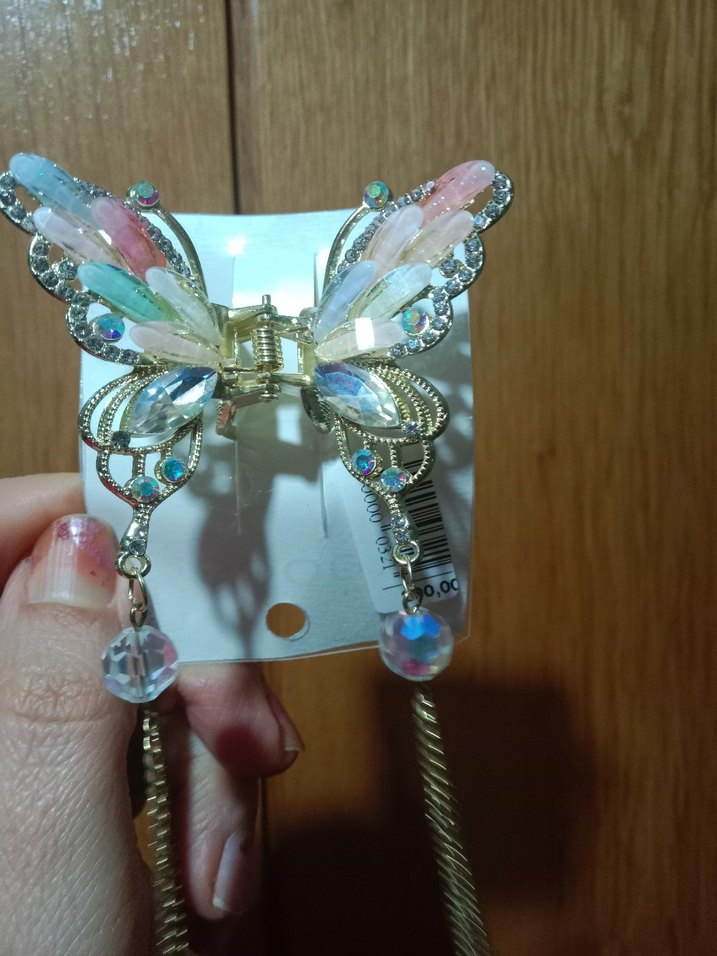 Renkli Kelebek Model Taşlı Toka - Görsel 4