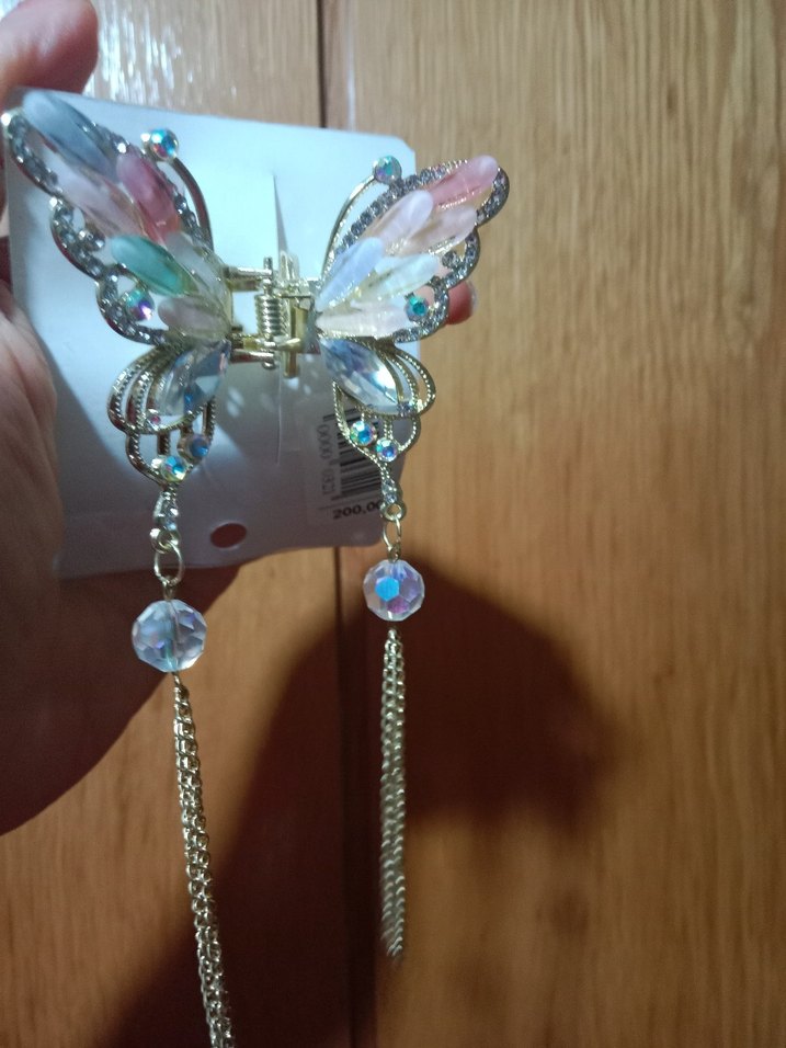 Renkli Kelebek Model Taşlı Toka - Görsel 3