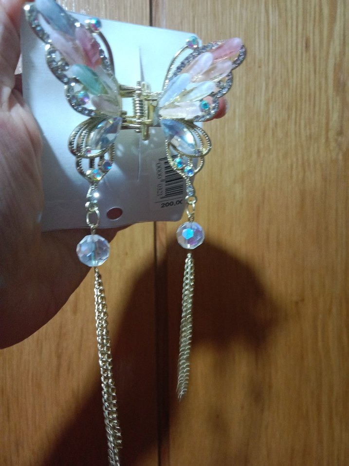 Renkli Kelebek Model Taşlı Toka - Görsel 2