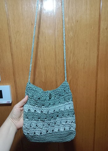 Gri Örgü Bohem Kadın Çanta - Görsel 3