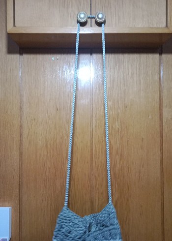 Gri Örgü Bohem Kadın Çanta - Görsel 2