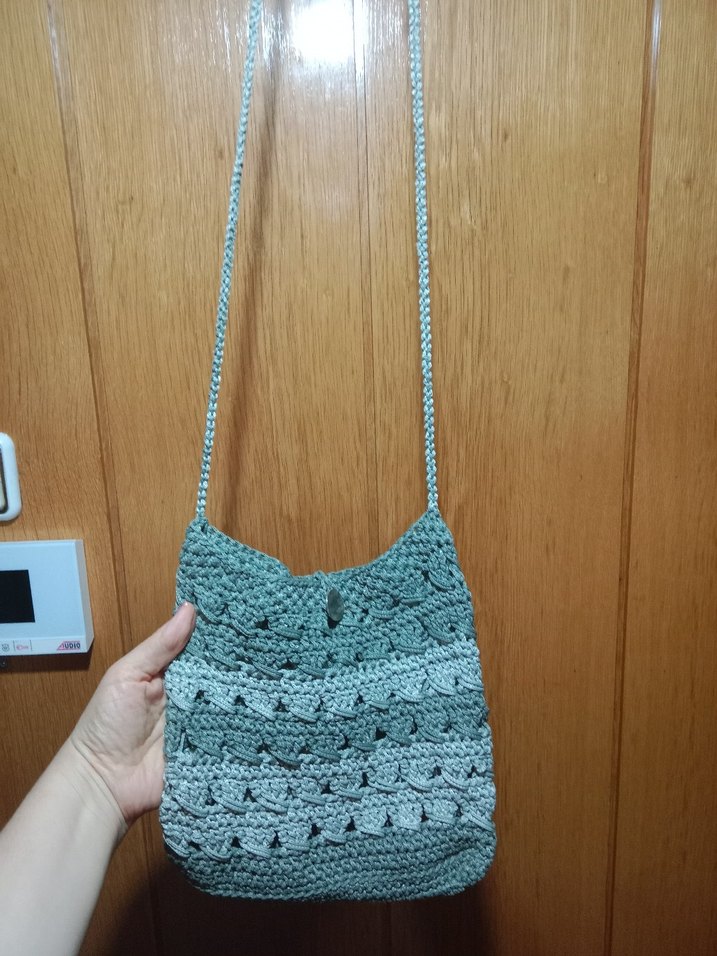 Gri Örgü Bohem Kadın Çanta - Görsel 3