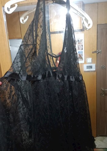 Uzun Siyah Gotik Dantel gecelik - Görsel 2