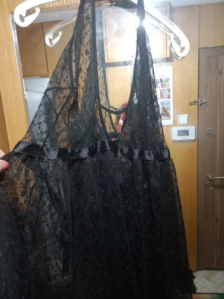 Uzun Siyah Gotik Dantel gecelik - Görsel 2