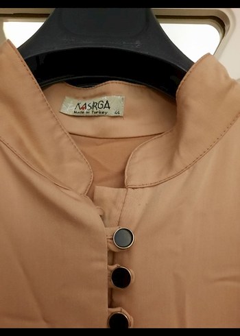 Bej Düğmeli Uzun Kollu Kadın Elbise - Görsel 4